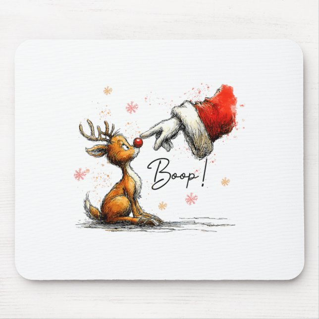 Boop Funny Santa Farmer Reindeer Cute Christmas Ho Mouse Pad (Front)