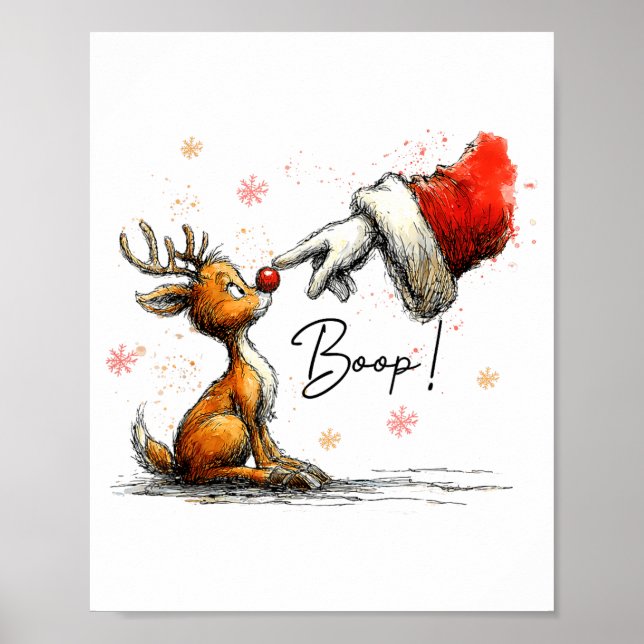 Boop Funny Santa Farmer Reindeer Cute Christmas Ho Poster (Front)