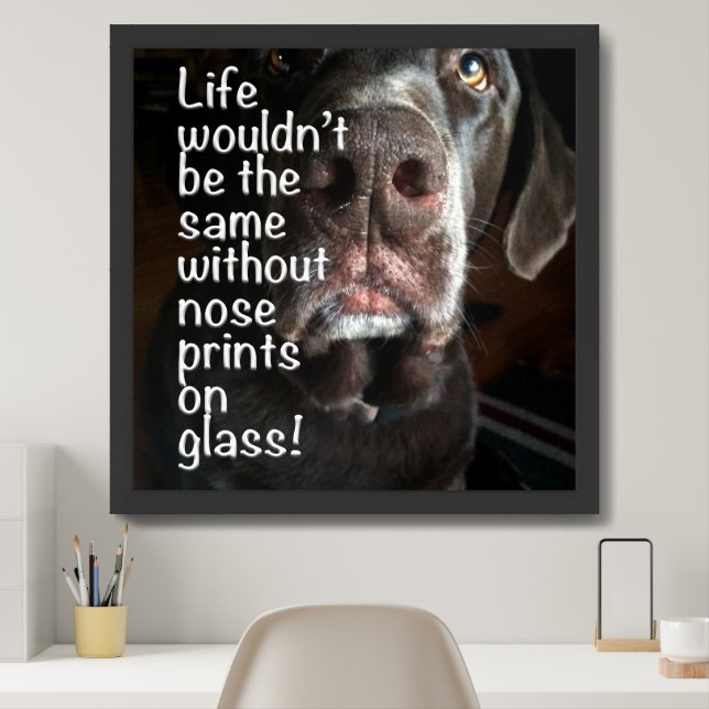 Boop My Nose Chocolate Lab Close-Up Photograph Framed Art (Home Office)