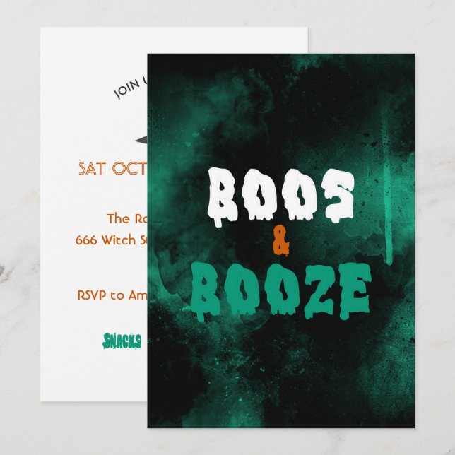 Boos and Boos Adult Halloween Party Invitation (Front/Back)