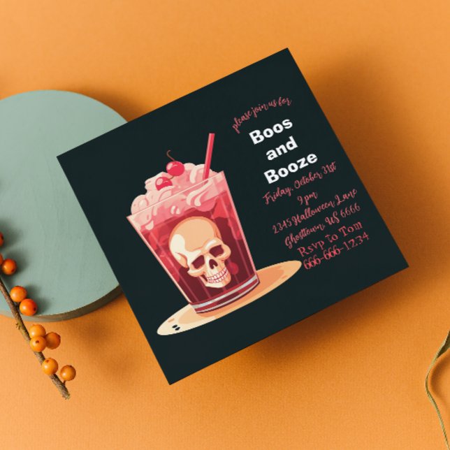 Boos and Booze Adult Halloween Cocktail Invitation (Creator Uploaded)