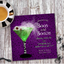 Boos and Booze Adult Halloween Cocktail Party Invitation