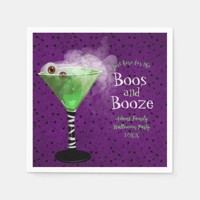 Boos and Booze Adult Halloween Cocktail Party Napkins (Front)