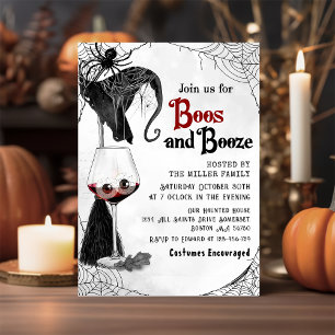 Boos And Booze Adult Halloween Gothic Party Invitation