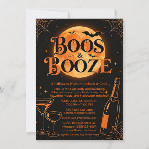 Boos and Booze Adult Halloween Party Invitation