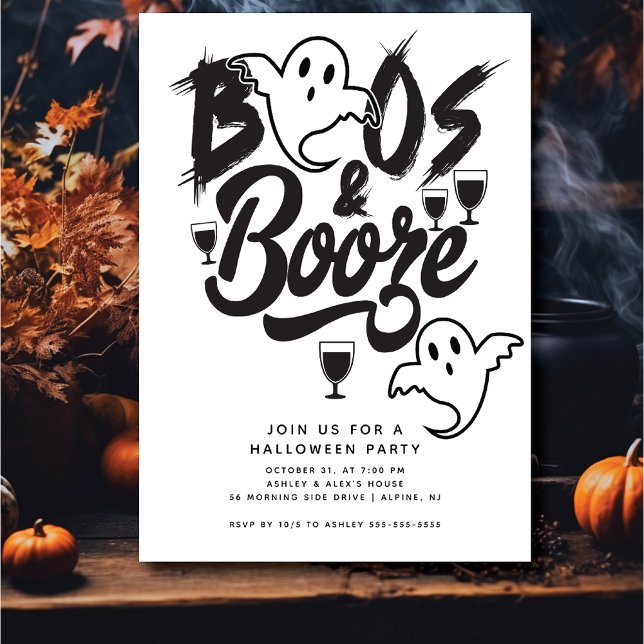 Boos and Booze Adult Halloween Party Invitation (Creator Uploaded)