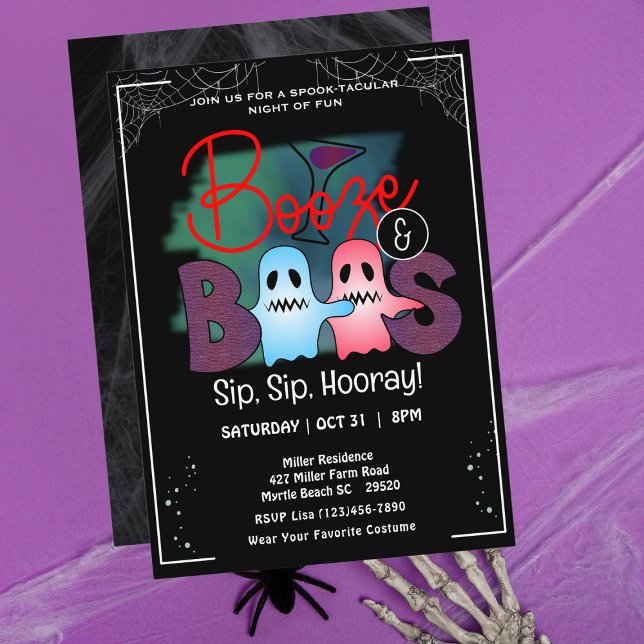   Boos and Booze Adult Halloween Party Invitation (Creator Uploaded)