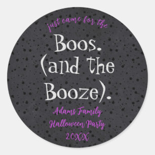 Boos and Booze Adult Halloween Party Stickers