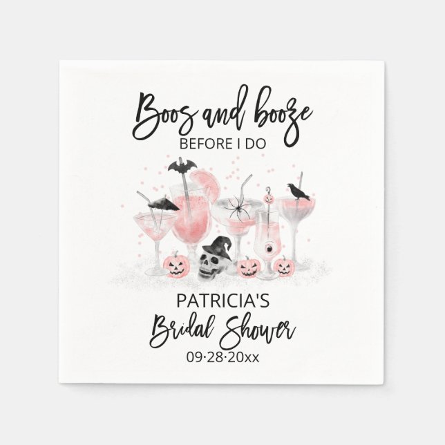 Boos And Booze Before I Do Bridal Shower Napkins (Front)