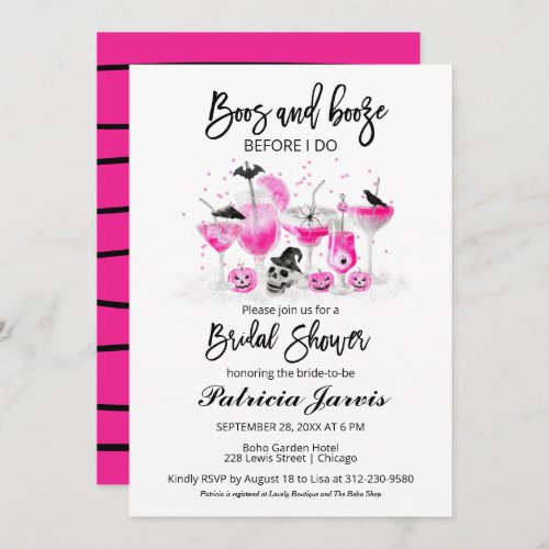 Boos And Booze Before I Do Halloween Bridal Shower Invitation