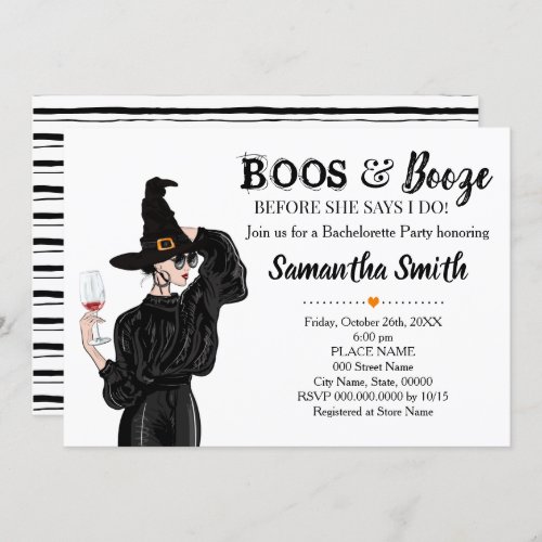 Boos and booze before I do halloween bridal shower Invitation