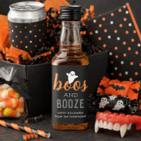 Boos and Booze Black Orange Ghost Halloween