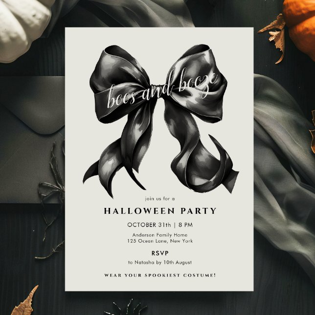 Boos and Booze Bow Adult Halloween Party  Invitation (Creator Uploaded)