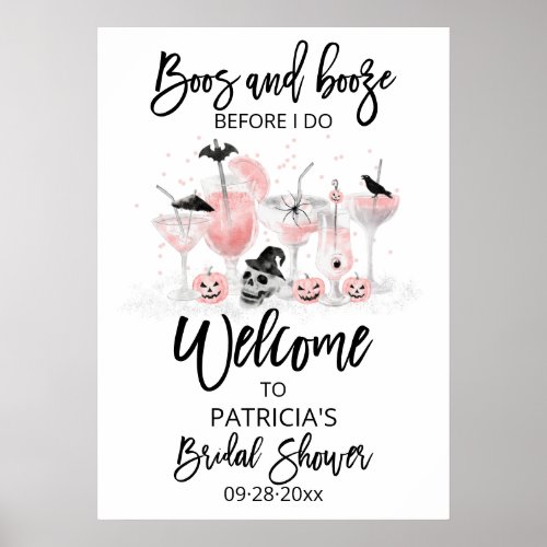 Boos And Booze  Bridal Shower Welcome Sign