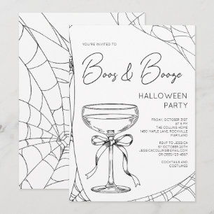 Boos and Booze Cocktail Adult Halloween Party Invitation