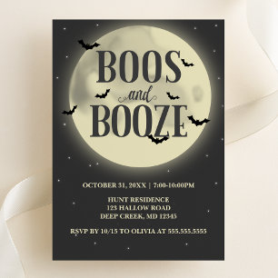 Boos and Booze Full Moon Halloween Party Invitation