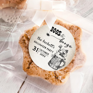 Boos and Booze Ghost Halloween Party Classic Round Sticker