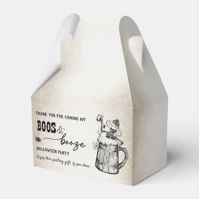 Boos and Booze Ghost Halloween Party Favor Boxes (Front Side)