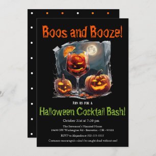 "Boos and Booze" Halloween Cocktail Bash Party Invitation