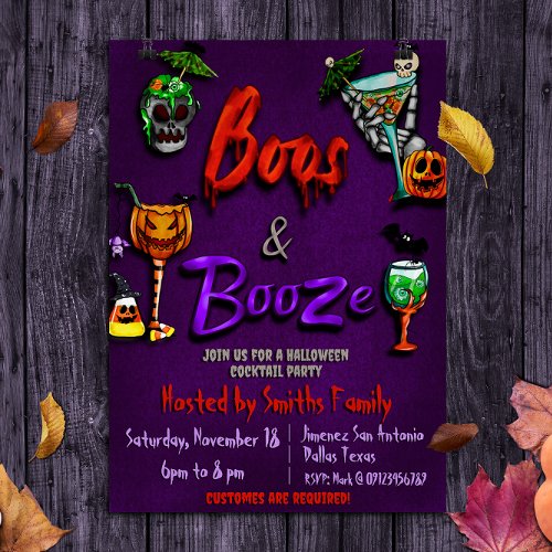 Boos and Booze _ Halloween Cocktail Party  Invitation