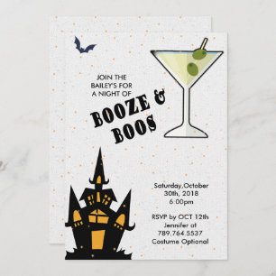 Boos and Booze Halloween Elegant Invitation