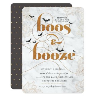 Boos and Booze Halloween Elegant Invitation