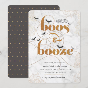 Boos and Booze Halloween Elegant Invitation