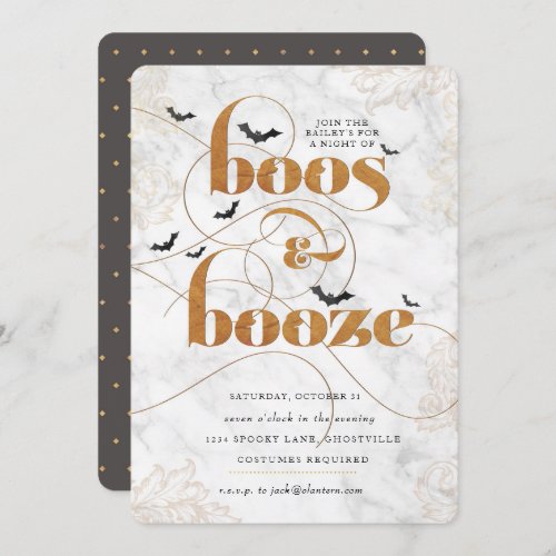 Boos and Booze Halloween Elegant Invitation