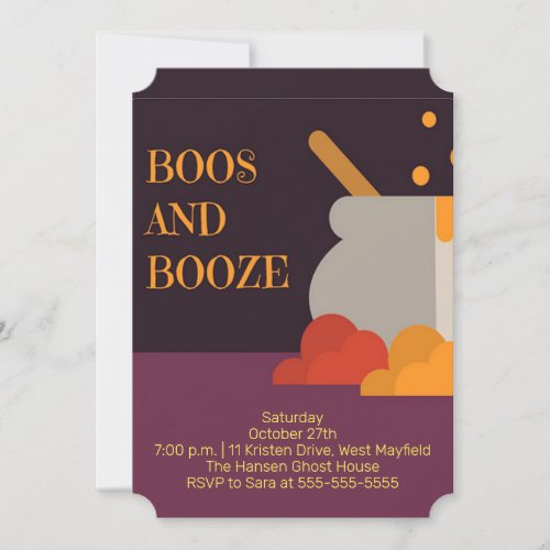 Boos And Booze Halloween Invitation