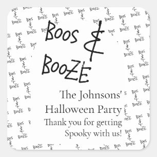 Boos and Booze Halloween Minimal Thank You Square Sticker