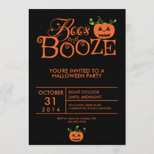 Boos and Booze Halloween Party Invitation