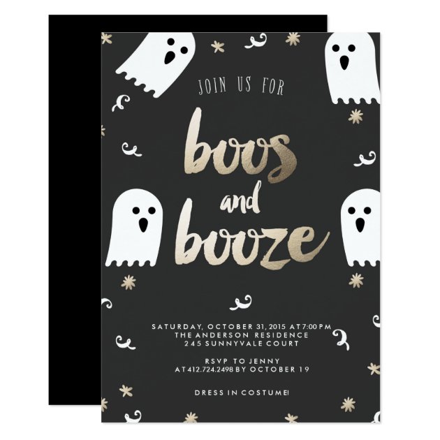 BOOS AND BOOZE HALLOWEEN PARTY Invitation