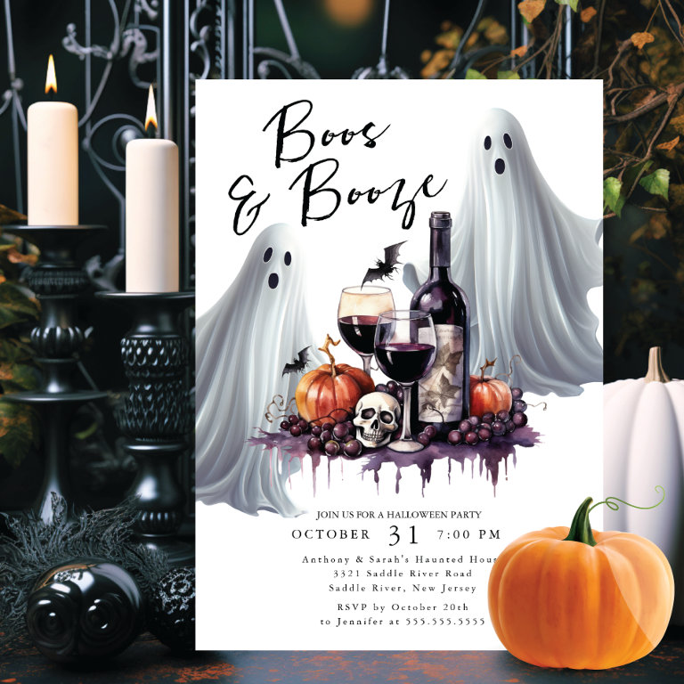 Boos and Booze Halloween Party Invitation