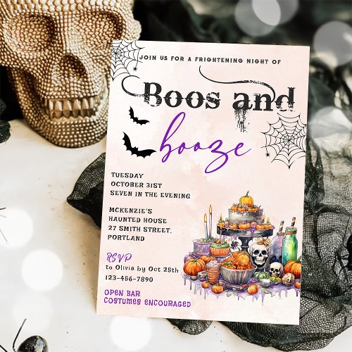 Boos And Booze Halloween Party Invitation