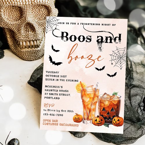 Boos And Booze Halloween Party Invitation