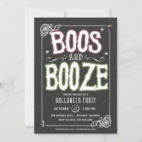 Boos and Booze Halloween Party Invitation