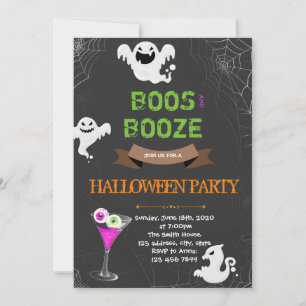 Boos and Booze Halloween Party Invitation