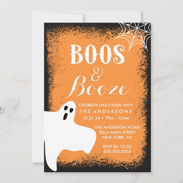 Boos and Booze Halloween Party Invitation (Front)