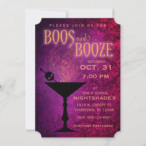 Boos and Booze Halloween Party Invitation