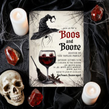 Boos and Booze Halloween Party Invitation | Witch