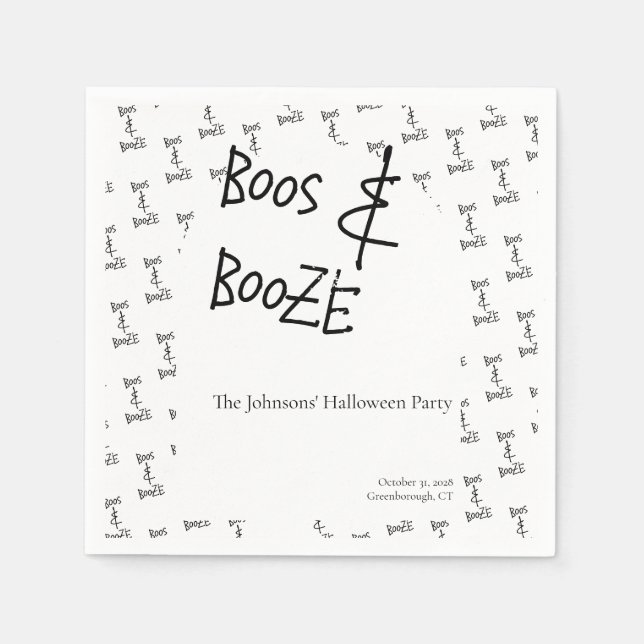 Boos and Booze Halloween Party Minimal Napkins (Front)