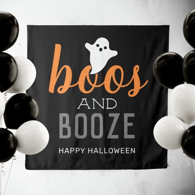 Boos and Booze Halloween Party Sign Tapestry (Creator Uploaded)