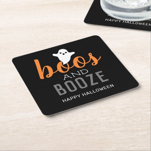 Boos and Booze Halloween Party Square Paper Coaster