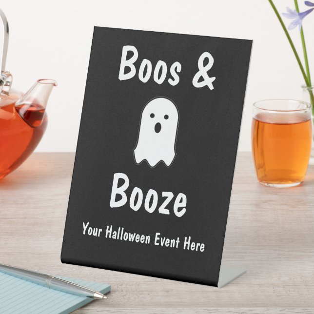 Boos and Booze Halloween Pedestal Sign (In SItu)