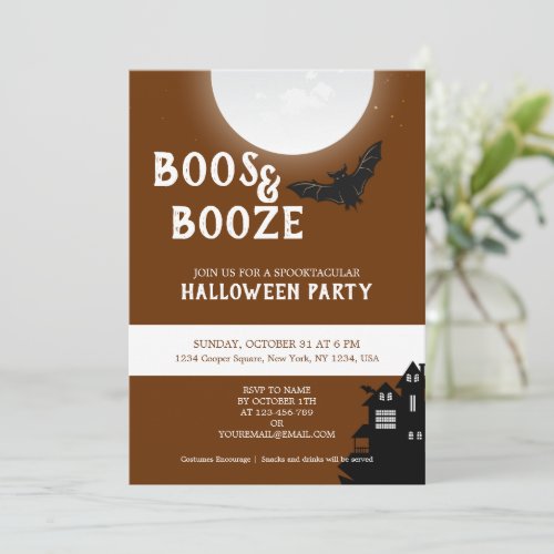 boos and booze night  Halloween Party Celebration Holiday Card