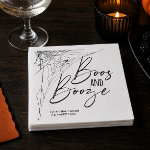 Boos and Booze Spiderweb Halloween Party Napkins
