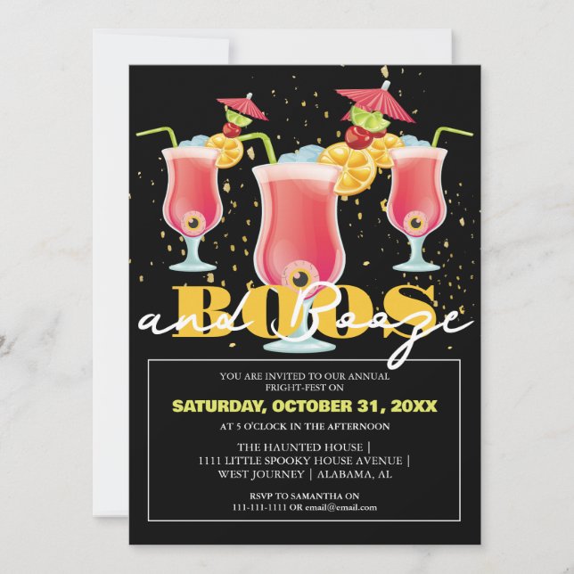 Boos and booze spooky Adult halloween party  Invitation (Front)