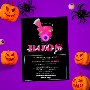 Boos and booze spooky halloween costume party  invitation
