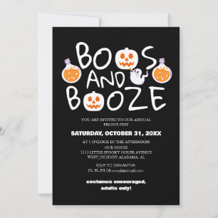 Boos and Booze Spooky Halloween Costume Party Invitation