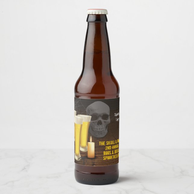 Boos and Brews Halloween Beer Bottle Label (Front)